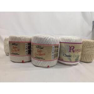 Crochet Size 10 Thread LOT x 5 Royale Classic, and J.P. Coats Knit-Cro-Sheen
